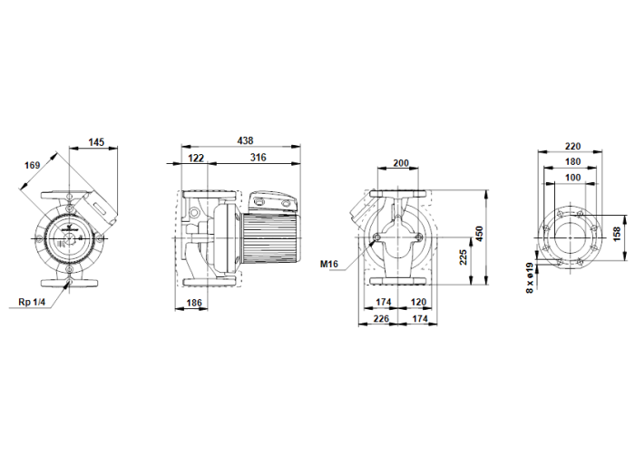 Циркуляционный насос Grundfos UPS 100-30 B (400В)  