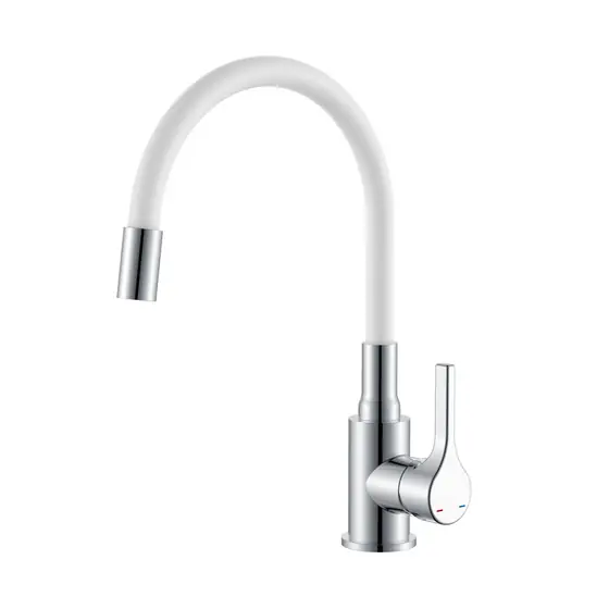 Смеситель для кухни WasserZimmer корпус хром излив белый ZM-7781-2-768