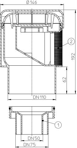 HL 900N Канализационный вакуумный клапан DN50/75/110  