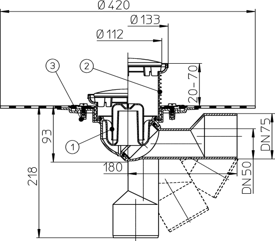   HL 80.1H-3000 Трап как HL 80.1H, но с надставным элементом Клик-Клак  