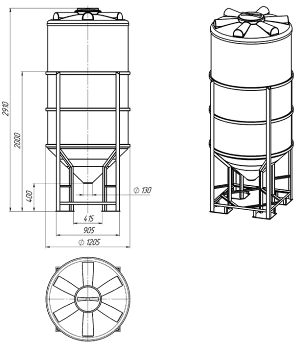 Ёмкость спецназначения Экопром ФМ 2000л в обрешетке  