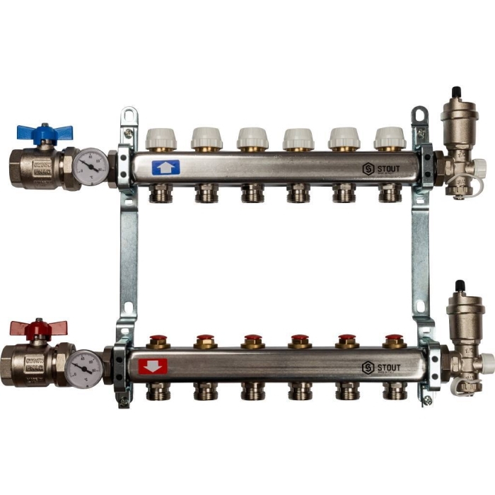 Коллектор Stout из нерж. стали в сборе без расх. 6 вых  