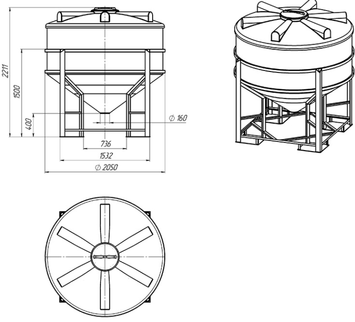 Ёмкость спецназначения Экопром ФМ 3000л в обрешетке  