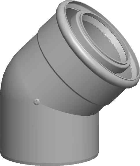 Wolf Дымоход Отвод DN80/125 45°, комплект 2 шт., цвет белый, вставной  