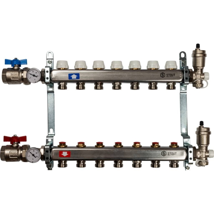 Коллектор Stout из нерж. стали в сборе без расх. 7 вых  