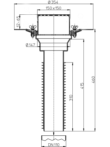 HL 69B/1 Кровельная воронка для эксплуатируемой кровли, DN110