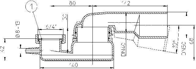 HL 500-6/4 Самопромывной сифон для ванн с шаровым шарниром  