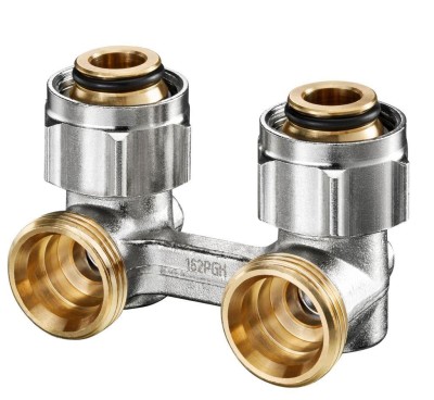 Балансировочный клапан Oventrop Multiflex F ZB-запорно-присоед., угловой 3/4НГ x 3/4НР, из латуни, никелир.