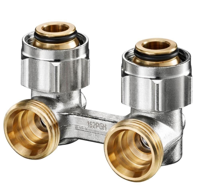 Балансировочный клапан Oventrop Multiflex F ZB-запорно-присоед., угловой 3/4НГ x 3/4НР, из латуни, никелир.  