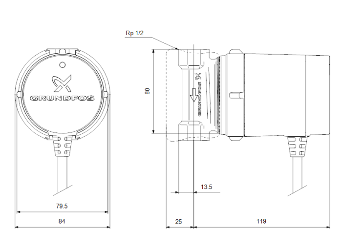 Циркуляционный насос Grundfos COMFORT 15-14 B PM RU  