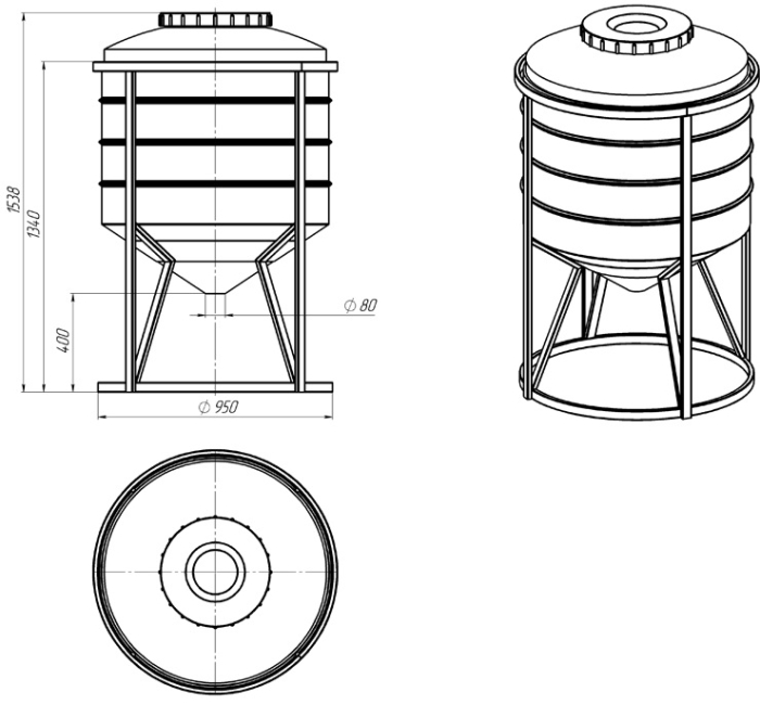 Ёмкость спецназначения Экопром ФМ 500л в обрешетке  