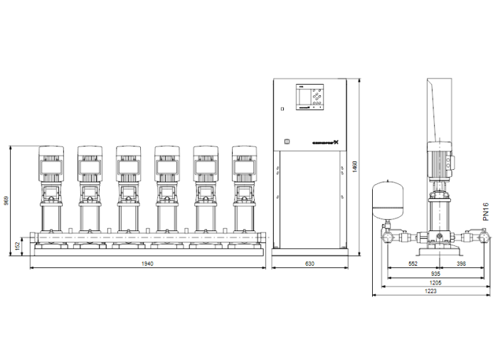 Насос для повышения давления Grundfos HYDRO MPC-E 6 CRE15-4  