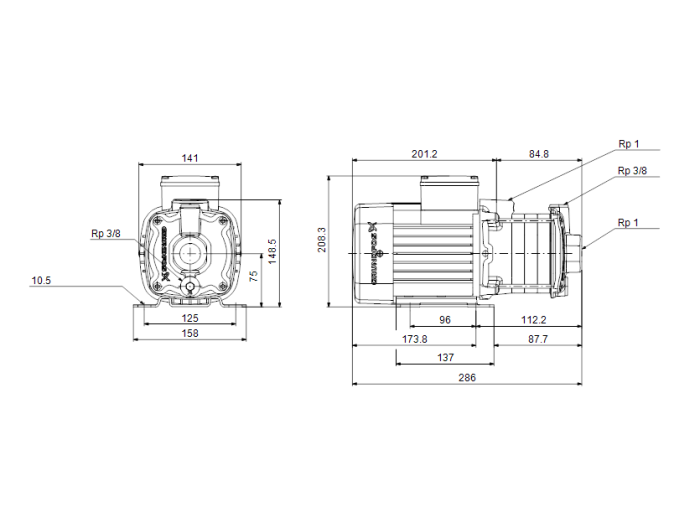 Насос для повышения давления Grundfos CM1-2 A-R-A-E-AQQE  