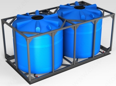 Ёмкость спецназначения Экопром ЭВЛ 5000л в обрешетке кассета 2 шт