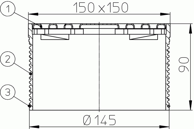 HL 66.9 Надставной элемент HL 062B.2E и решётка из нерж. HL 0317.1E
