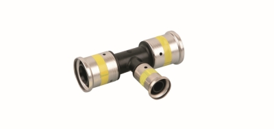 Henco Тройник переходный уменьшенный в центре, ПВДФ пресс (газ), 40x32x40