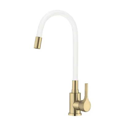Смеситель для кухни, корпус мат золото, излив белый, ZM-7781-2K-768