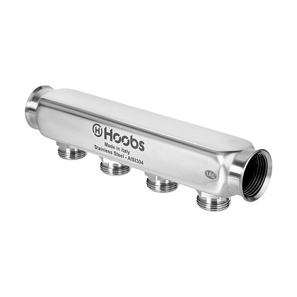 Коллектор Hoobs, нерж. сталь, без регулировки, 1х3/4-4 вых  
