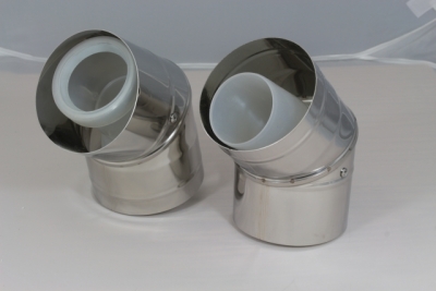 Wolf Дымоход Отвод для дымовой трубы DN60/100 45° 2 шт., по фасаду, нержавеющая сталь / полипропилен