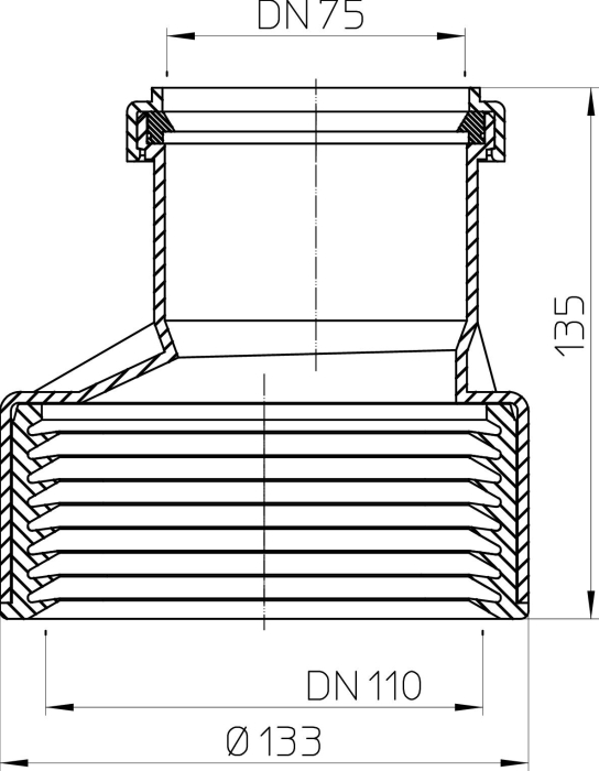 HL 9/7/1 Переход с ПП DN75 на чугун DN100  