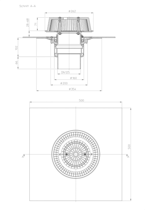 HL 62HSafe/2 Кровельная воронка для аварийного водостока, с гидроизоляционным полимербитумным полотном, DN125