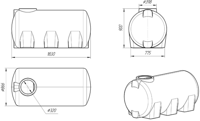 Ёмкость для воды Экопром H 1000л  
