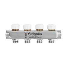 Коллектор Hoobs, нерж. сталь, с термостатическими клапанами, 1"х3/4"-4 вых