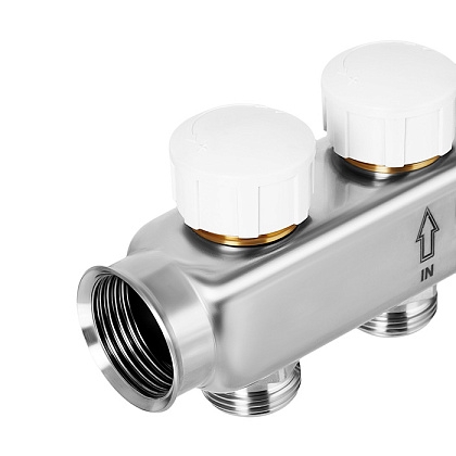 Коллектор Hoobs, нерж. сталь, с термостатическими клапанами, 1х3/4-4 вых  