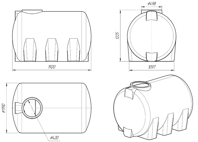 Ёмкость для воды Экопром H 2000л  