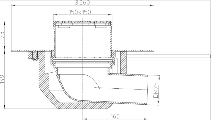 HL 64.1BP/7 Кровельная воронка с электрообогревом, для ПВХ-мембран, гориз.выпуск DN75  
