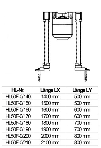 HL 50F.0/140 Плоский душевой лоток длиной 1400 мм без решетки