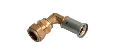 Henco Угловой адаптер, латунь пресс - обжим, для медной трубы, 26x22Cu