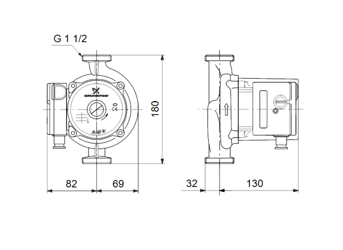 Циркуляционный насос Grundfos UPS 25-120 180  