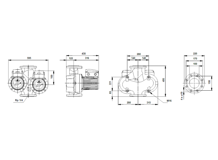 Циркуляционный насос Grundfos UPS 100-30 F с релейным модулем (400В)  