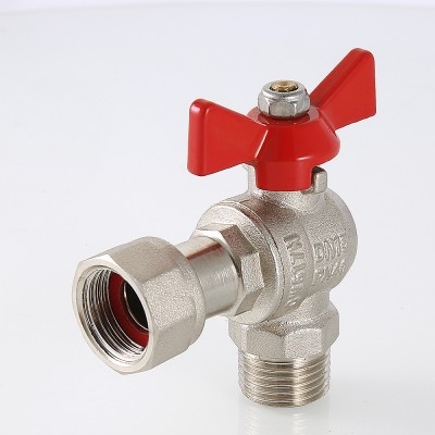 Valtec Кран шар. BASE угловой с накидной гайкой 1/2х3/4 нар.-вн.  