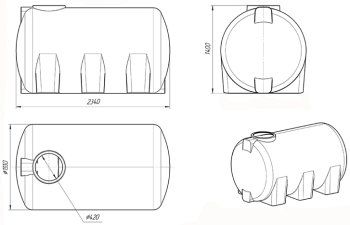 Ёмкость для воды Экопром H 3000л  