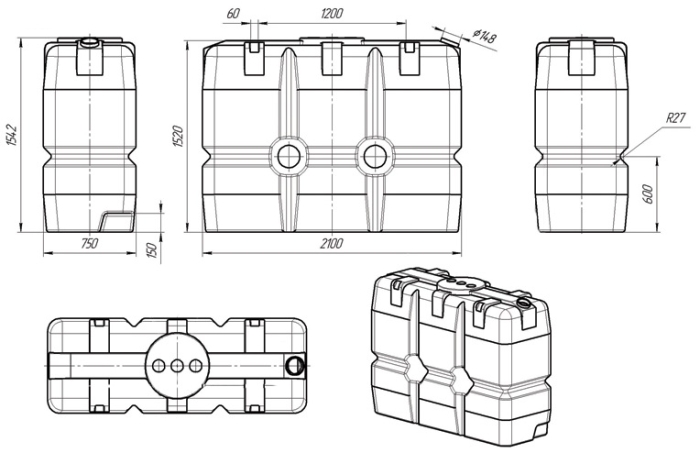 Ёмкость для воды Экопром K 2000л  