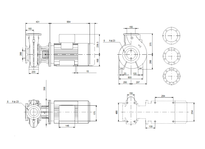 Поверхностный насос Grundfos NB 150-250/282 EUP A-F1-A-BAQE  