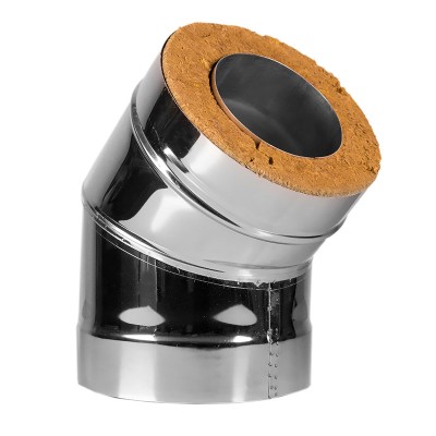 Сэндвич дымоход Дымофф Колено сэндвич 135 130*80 AISI430 0.5мм/AISI430 0.5мм