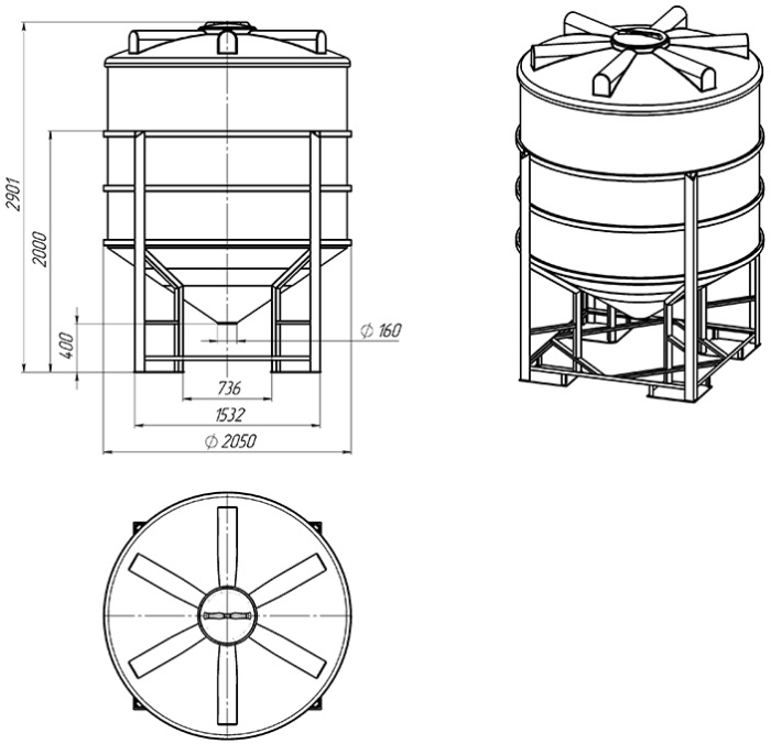 Ёмкость для воды Экопром ФМ 5000л в обрешетке  