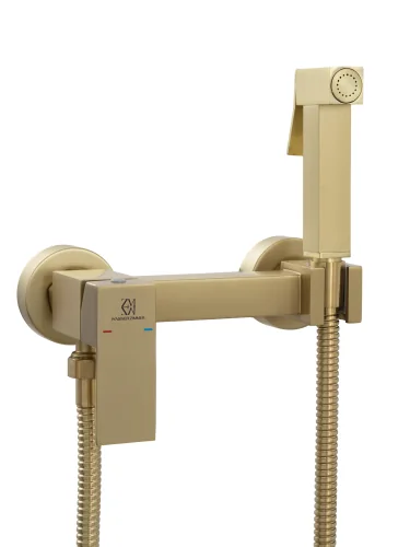 Смеситель с гигиеническим душем, нержавеющая сталь, МАТОВОЕ ЗОЛОТО, ZM-1916K  