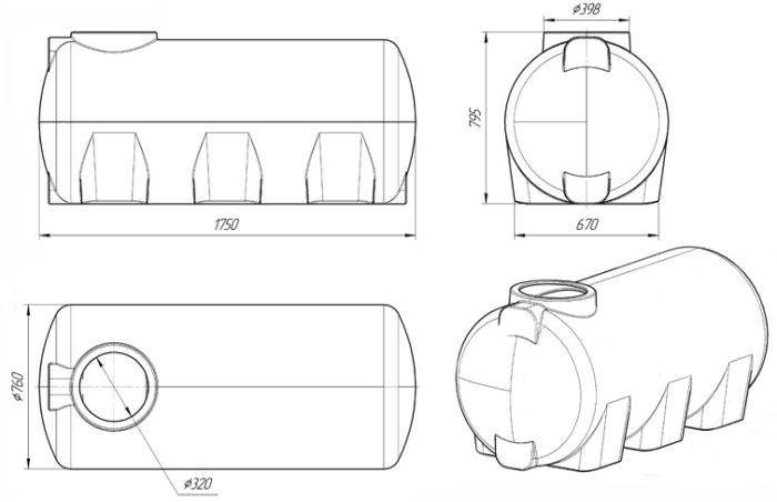 Ёмкость для воды Экопром H 750л  