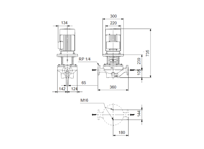 Насос для повышения давления Grundfos TP 65-340/2-A-F-A-BAQE 5.5кВт 3х400В, 2900об/мин DN65 PN16  