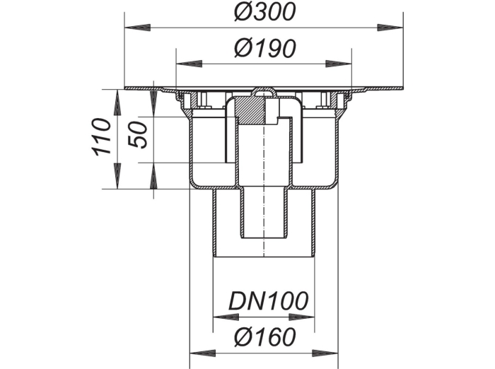 HL616.1W/5 Трап с решеткой 226*226 мм и подрамником 260*260 мм