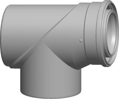 Wolf Дымоход Тройник DN110/160 90° с ревизией для концентрической дымовой трубы, цвет белый, вставно