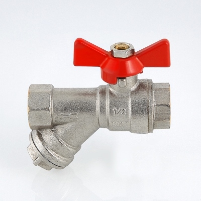 Valtec Кран шар. со встроенным фильтром, рукоятка бабочка 1/2 вн.-вн.