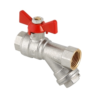 Valtec Кран шар. со встроенным фильтром, рукоятка бабочка 1/2" вн.-вн.  