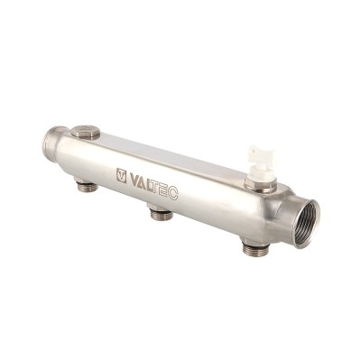 Коллектор Valtec Коллектор из нерж. стали, с м-о расст вых. 100мм, 1х 2 вых. 1/2 нар.  