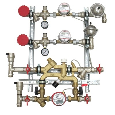 Valtec Квартирная станция для систем отопления и водоснабжения с перепускным клапаном 1,5/1,5 м куб./ч, M-B  