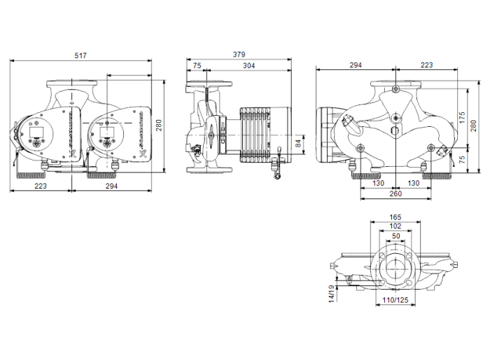 Циркуляционный насос Grundfos MAGNA3 D 50-180 F 280 (230В)  